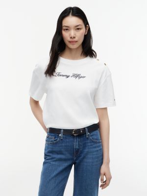 Script Logo Cotton Interlock T-Shirt, Ecru