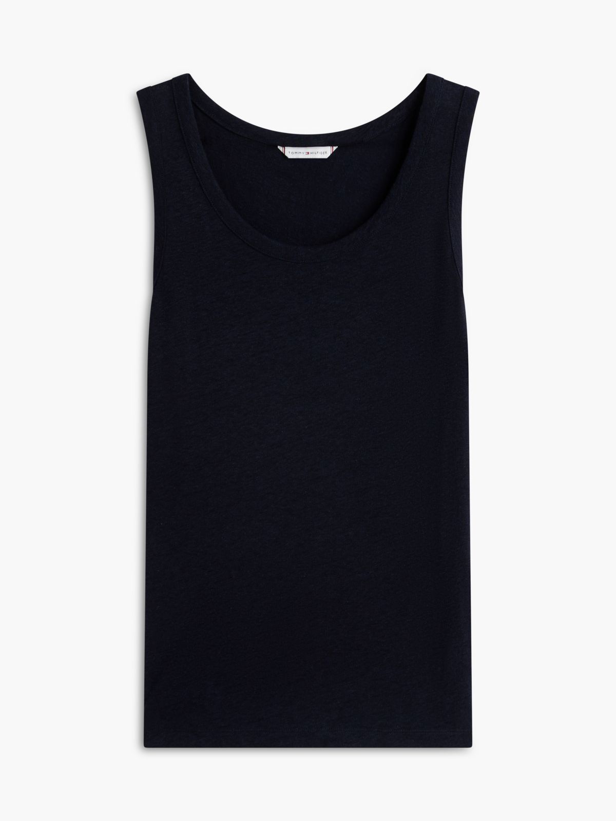Linen-Blend Jersey Tank Top — Navy Blue