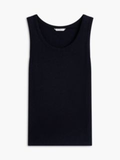 Linen-Blend Jersey Tank Top — Navy Blue 5