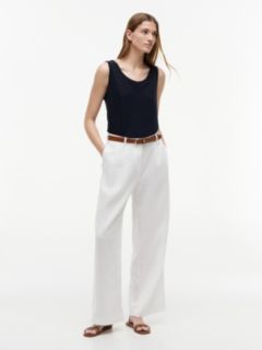 Linen-Blend Jersey Tank Top — Navy Blue 2