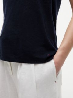 Linen-Blend Jersey Tank Top — Navy Blue 3