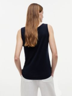 Linen-Blend Jersey Tank Top — Navy Blue 4