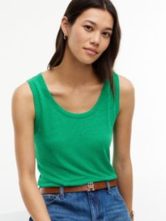 Linen-Blend Jersey Tank Top — Cosmic Green 3