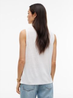 Linen-Blend Jersey Tank Top — Optic White 4