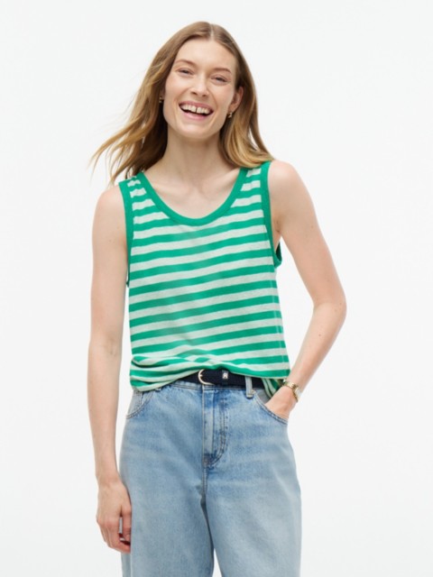 Женские топы Tommy Hilfiger Striped Linen-Blend Jersey Tank Top