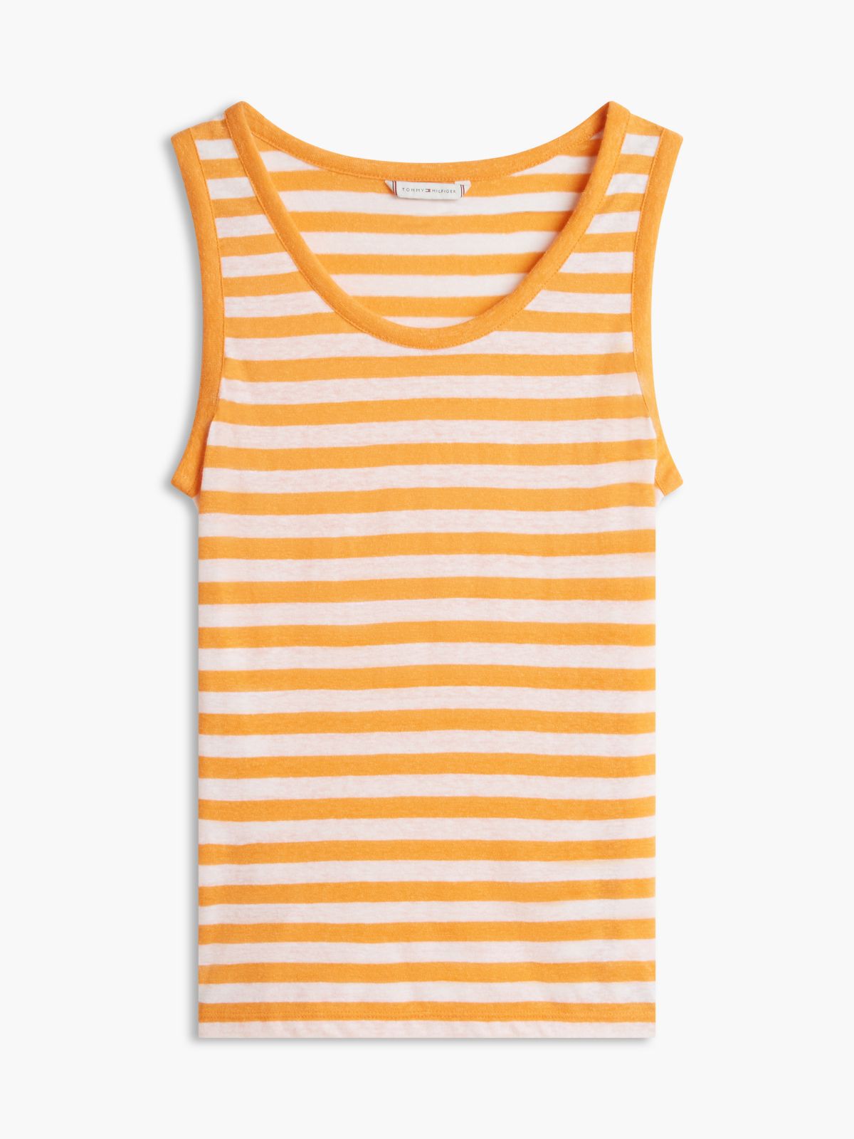 Striped Linen-Blend Jersey Tank Top — Papaya Ray