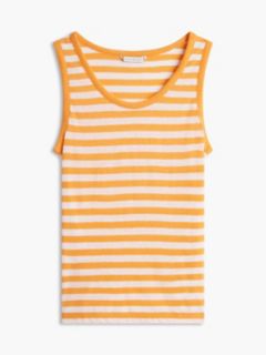 Striped Linen-Blend Jersey Tank Top — Papaya Ray 5