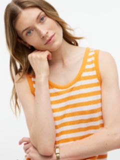 Striped Linen-Blend Jersey Tank Top — Papaya Ray 3