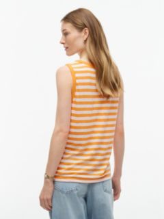 Striped Linen-Blend Jersey Tank Top — Papaya Ray 4