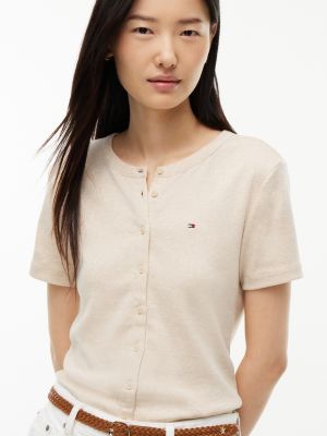 Женские футболки Tommy Hilfiger Button-Front Favorite T-Shirt — фото 3