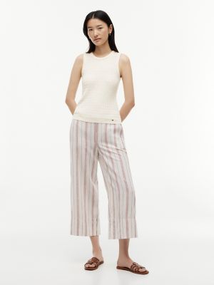 Женские брюки Tommy Hilfiger Stripe Linen-Blend Cropped Wide Leg Pant — фото 2