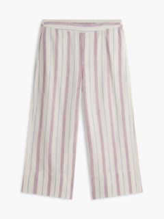 Stripe Linen-Blend Cropped Wide Leg Pant — Ecru 5
