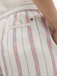 Stripe Linen-Blend Cropped Wide Leg Pant — Ecru 3