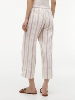 Stripe Linen-Blend Cropped Wide Leg Pant — Ecru 4