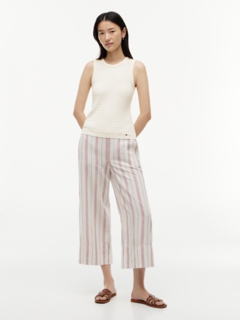 Женские брюки Tommy Hilfiger Stripe Linen-Blend Cropped Wide Leg Pant