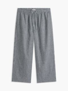 Gingham Linen-Blend Pull-On Pant — Navy Blue 5