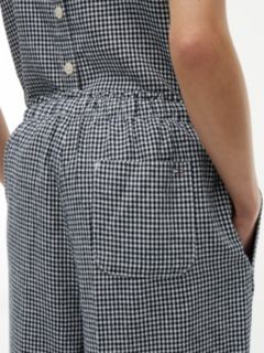 Gingham Linen-Blend Pull-On Pant — Navy Blue 3