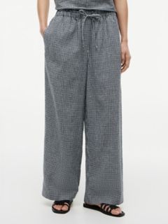 Gingham Linen-Blend Pull-On Pant — Navy Blue 1