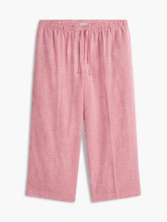 Gingham Linen-Blend Pull-On Pant — Bold Rose 5