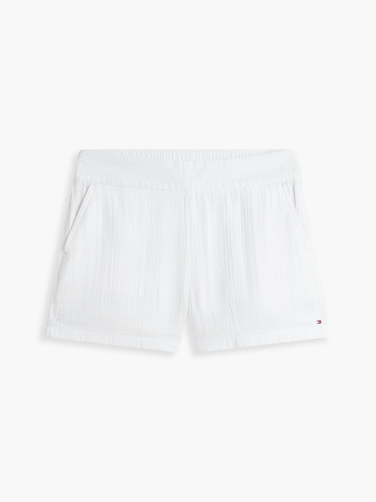Crinkle Gauze Pull-On Short — Optic White