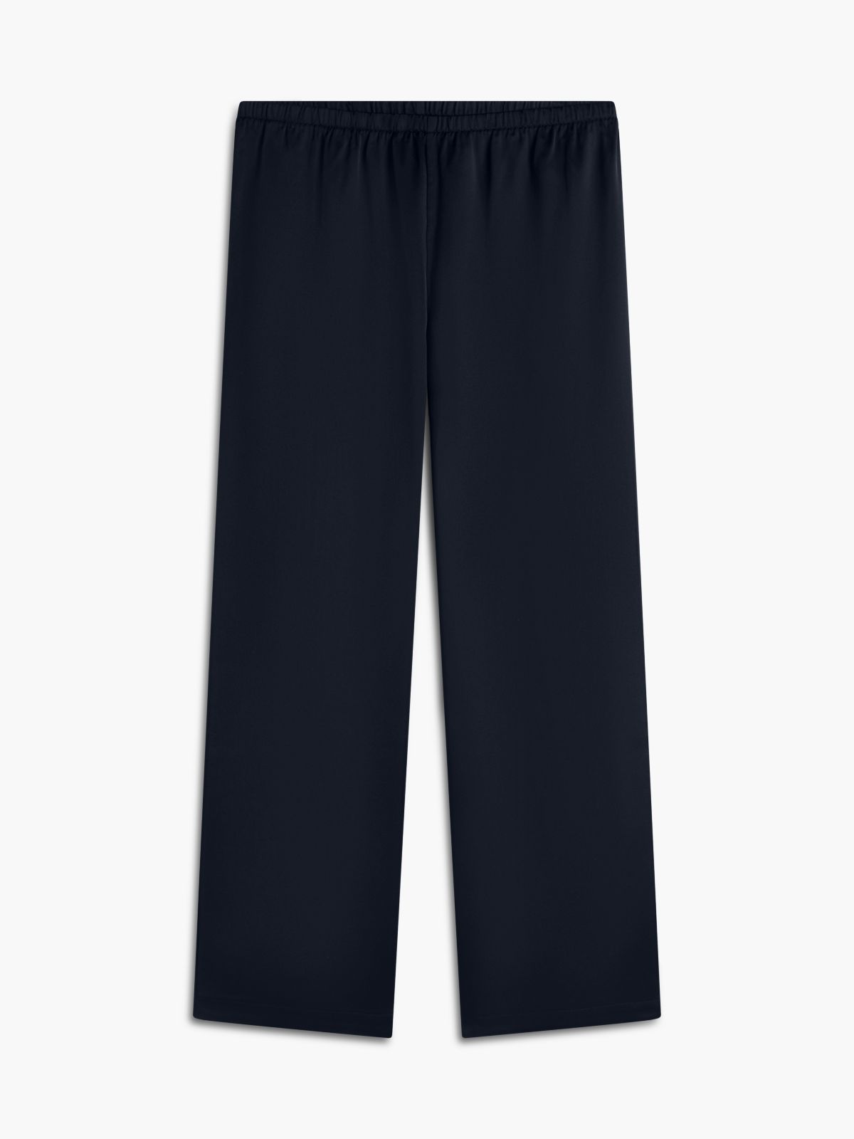 Stretch Satin Pull-On Wide-Leg Pant — Navy Blue