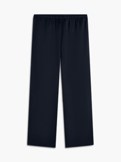 Stretch Satin Pull-On Wide-Leg Pant — Navy Blue 5