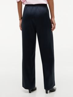 Stretch Satin Pull-On Wide-Leg Pant — Navy Blue 4