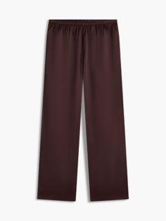 Stretch Satin Pull-On Wide-Leg Pant — Chocolate 5