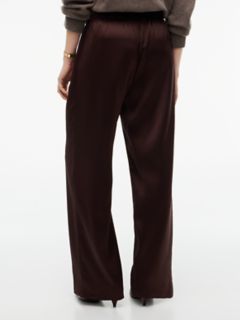 Stretch Satin Pull-On Wide-Leg Pant — Chocolate 4