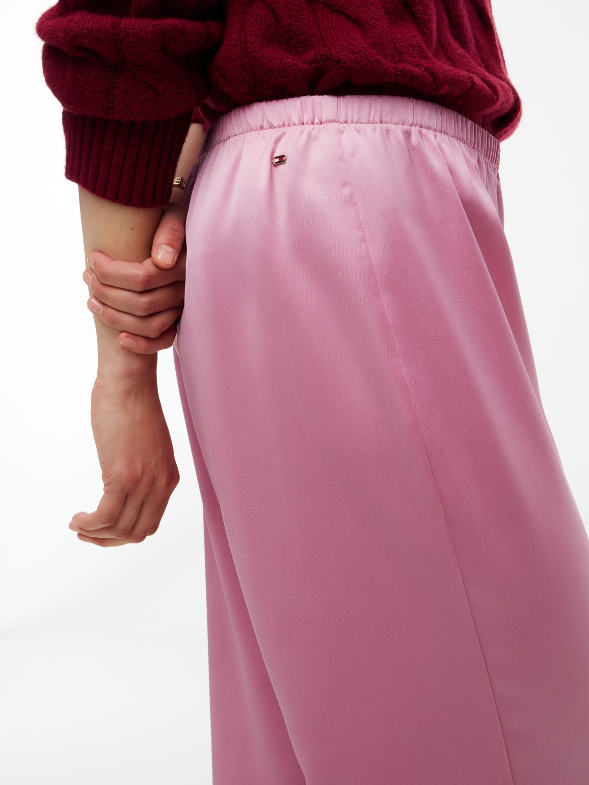 Stretch Satin Pull-On Wide-Leg Pant — Mystic Orchid
