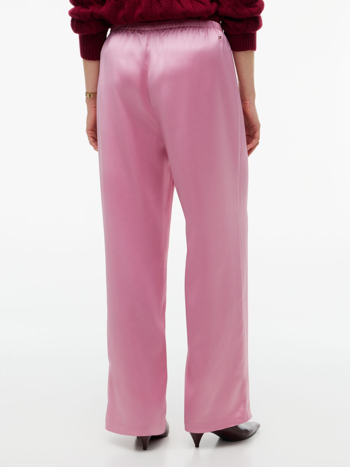 Stretch Satin Pull-On Wide-Leg Pant — Mystic Orchid