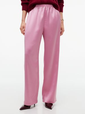 Stretch Satin Pull-On Wide-Leg Pant, Mystic Orchid