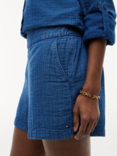 Crinkle Gauze Pull-On Short — Indigo 3