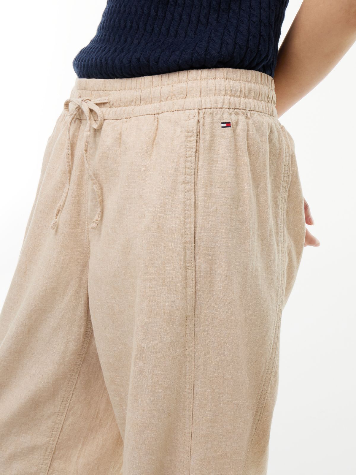 Linen-Cotton Blend Pull-On Pant — Clayed Pebble