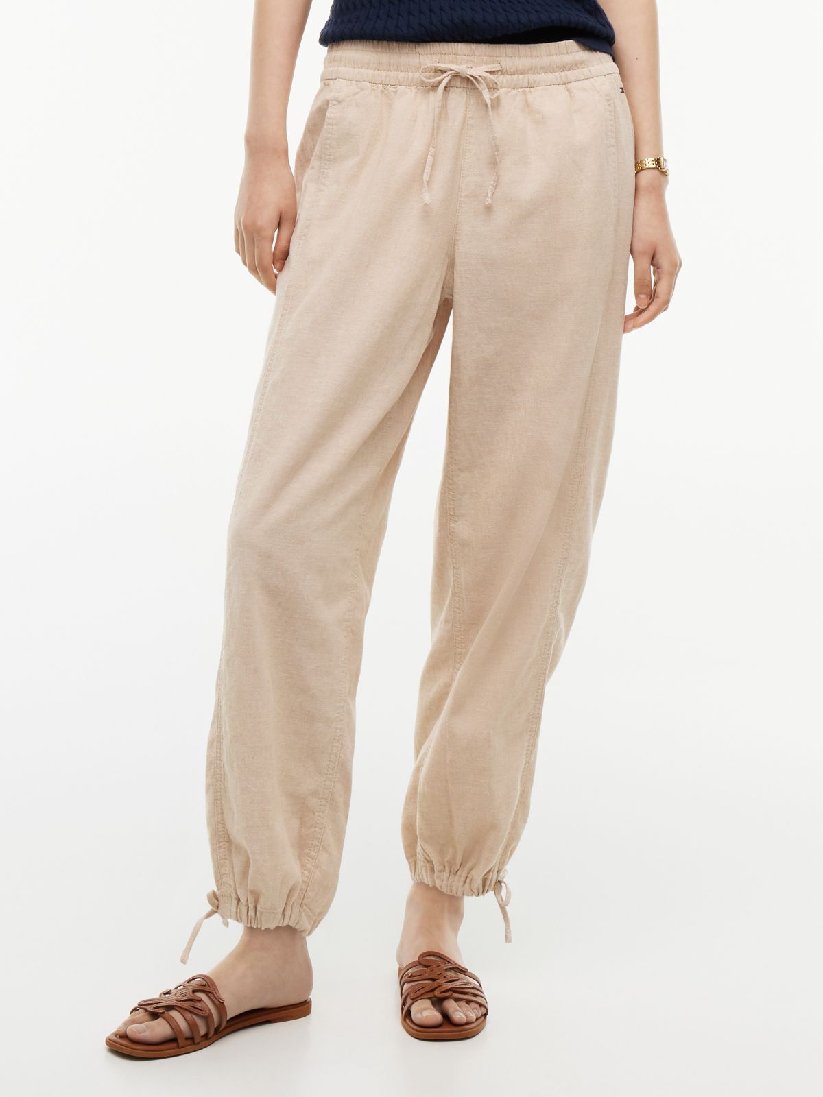 Linen-Cotton Blend Pull-On Pant — Clayed Pebble
