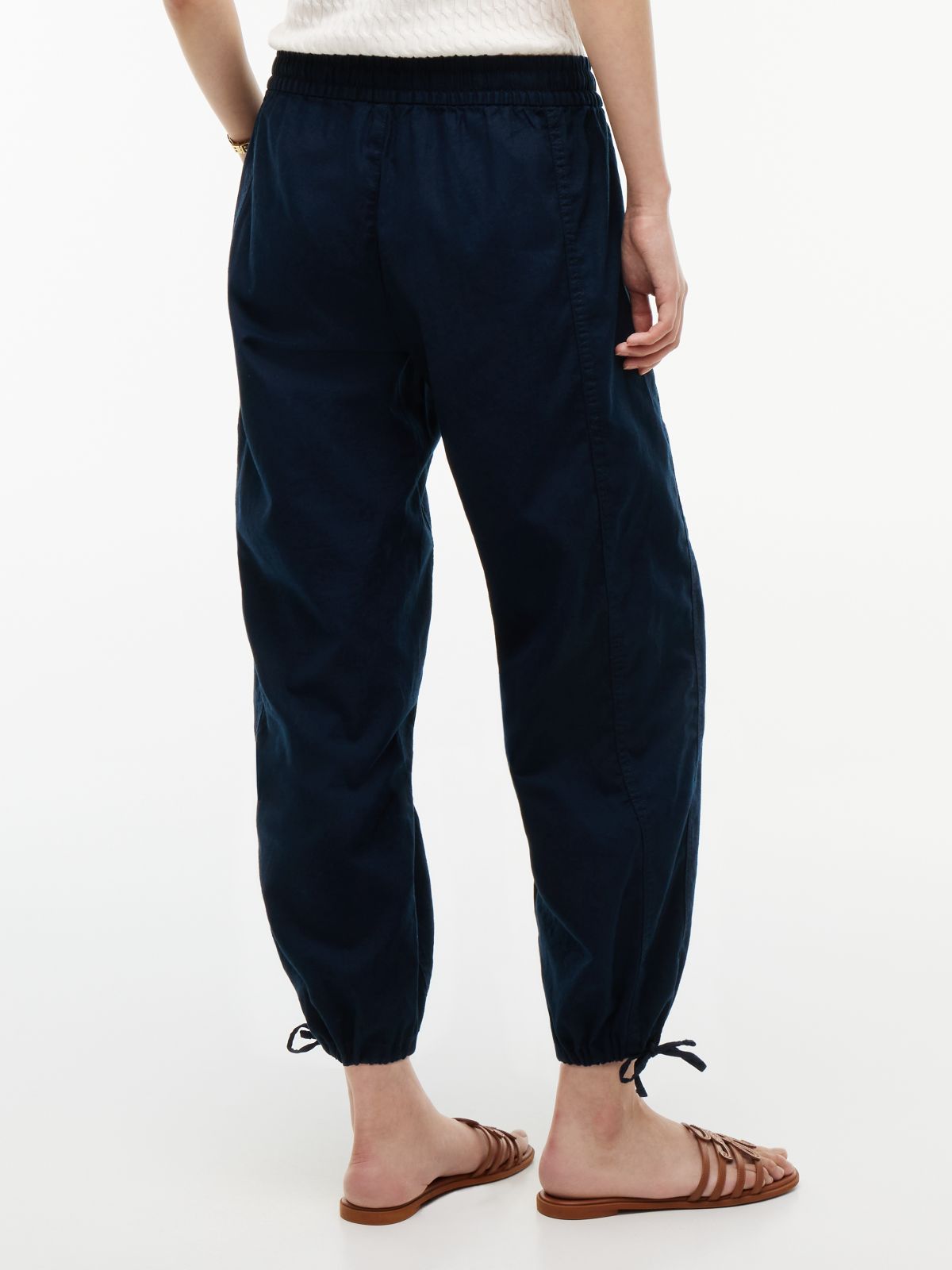 Linen-Cotton Blend Pull-On Pant — Navy