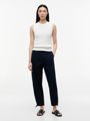 Linen-Cotton Blend Pull-On Pant, Navy