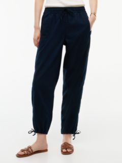 Linen-Cotton Blend Pull-On Pant — Navy 1
