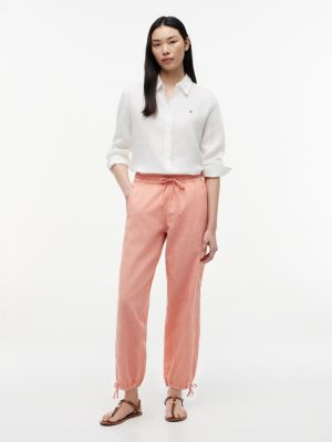 Linen-Cotton Blend Pull-On Pant, Sweet Nectarine