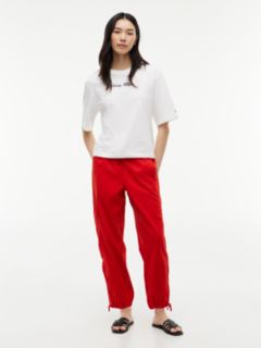 Linen-Cotton Blend Pull-On Pant — Deep Crimson 2