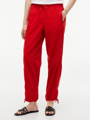 Linen-Cotton Blend Pull-On Pant, Deep Crimson