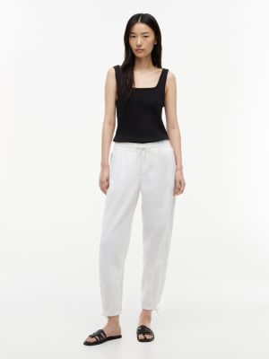Linen-Cotton Blend Pull-On Pant, Optic White