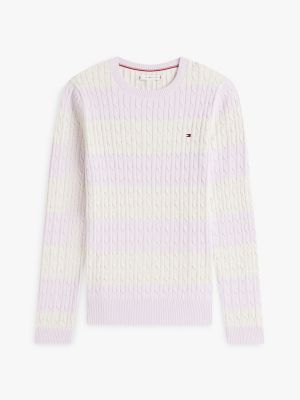 Женский свитер Tommy Hilfiger Rugby Stripe Cable Knit, цвет: Сиреневый — фото 5