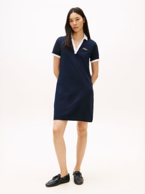 Embroidered Hilfiger Script Polo Dress, Navy