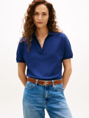 Relaxed Fit Stretch Pique Polo, Preppy Navy