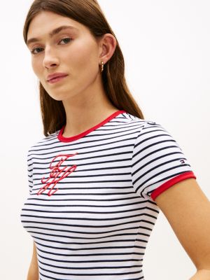 Женские футболки Tommy Hilfiger Script Monogram Striped Ringer T-Shirt — фото 2