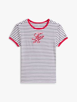 Женские футболки Tommy Hilfiger Script Monogram Striped Ringer T-Shirt — фото 5