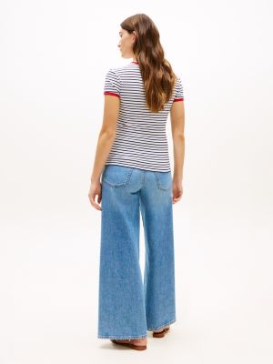Женские футболки Tommy Hilfiger Script Monogram Striped Ringer T-Shirt — фото 4