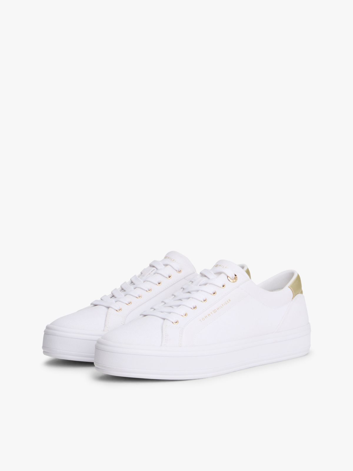 Metallic Accent Canvas Sneaker — White