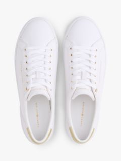 Metallic Accent Canvas Sneaker — White 3